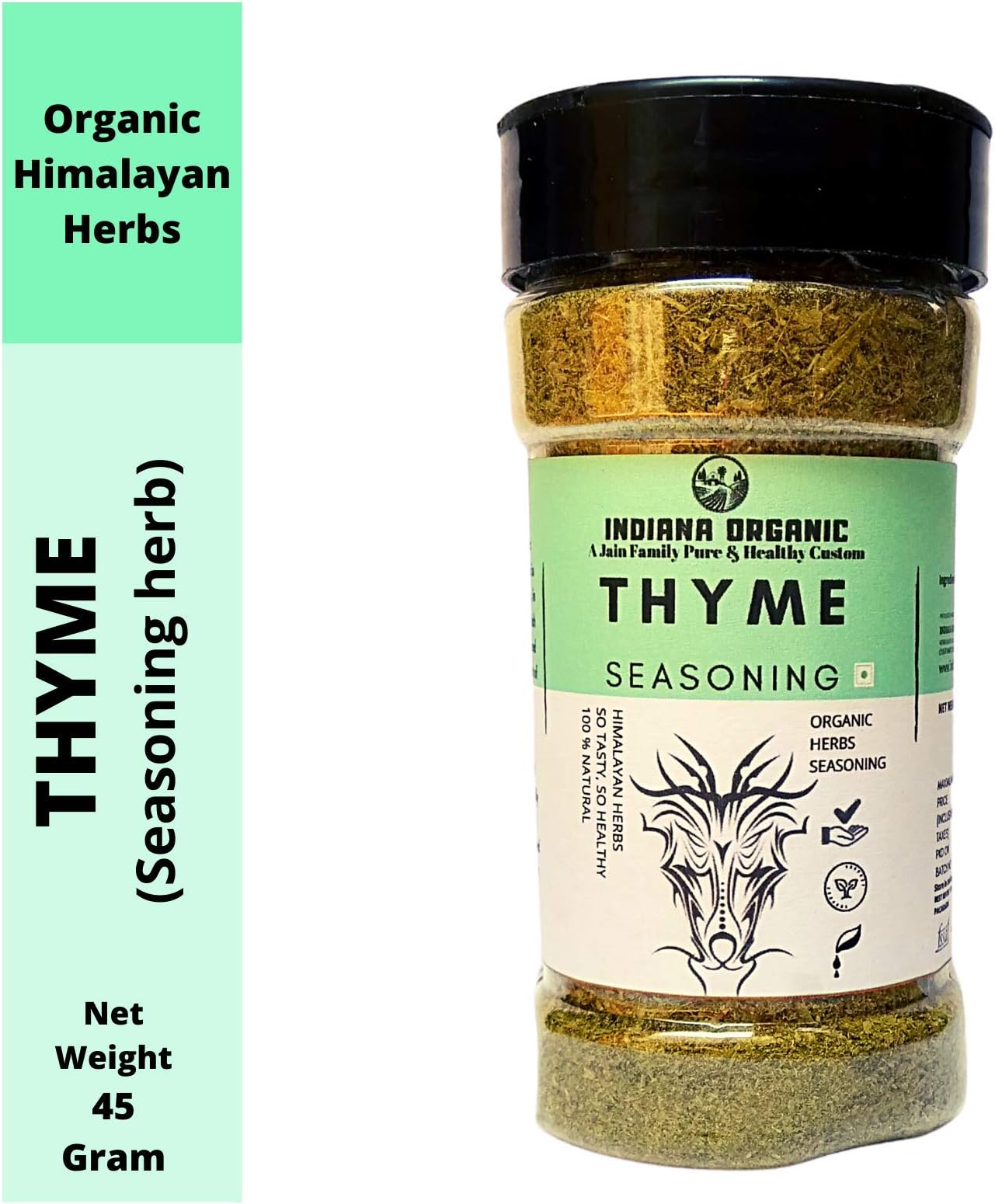 Indiana Organic Dried Thyme Crushed Leaf for Culinary Use, 45 Gm (Pack of 4)