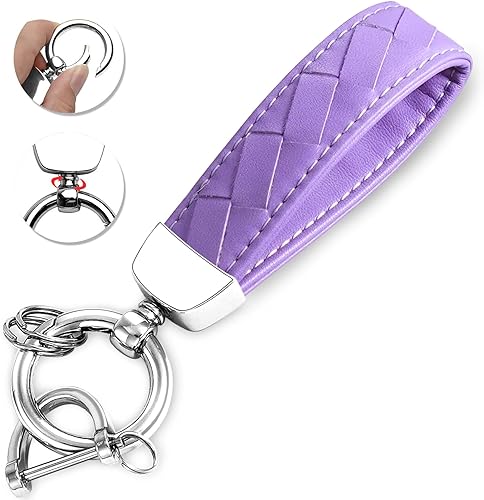 Miniatura 5 de Funda para llavero GMC con llavero de cuero, TPU suave de 6 botones, compatible con llave de automóvil Chevrolet Suburban Tahoe Yukon (morado)