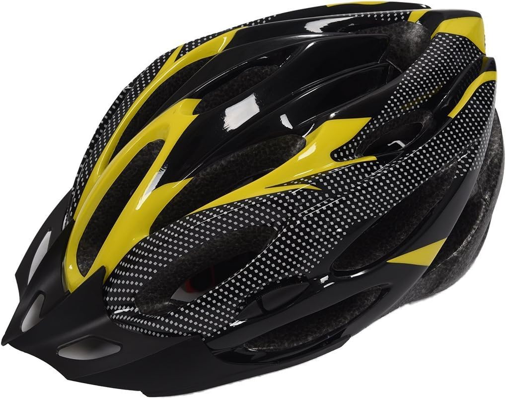 JSZ Fashion Sports Bike Bicycle Cycling Safety Helmet with Removable Visor Carbon Fiber for Unisex Adult (Yellow)