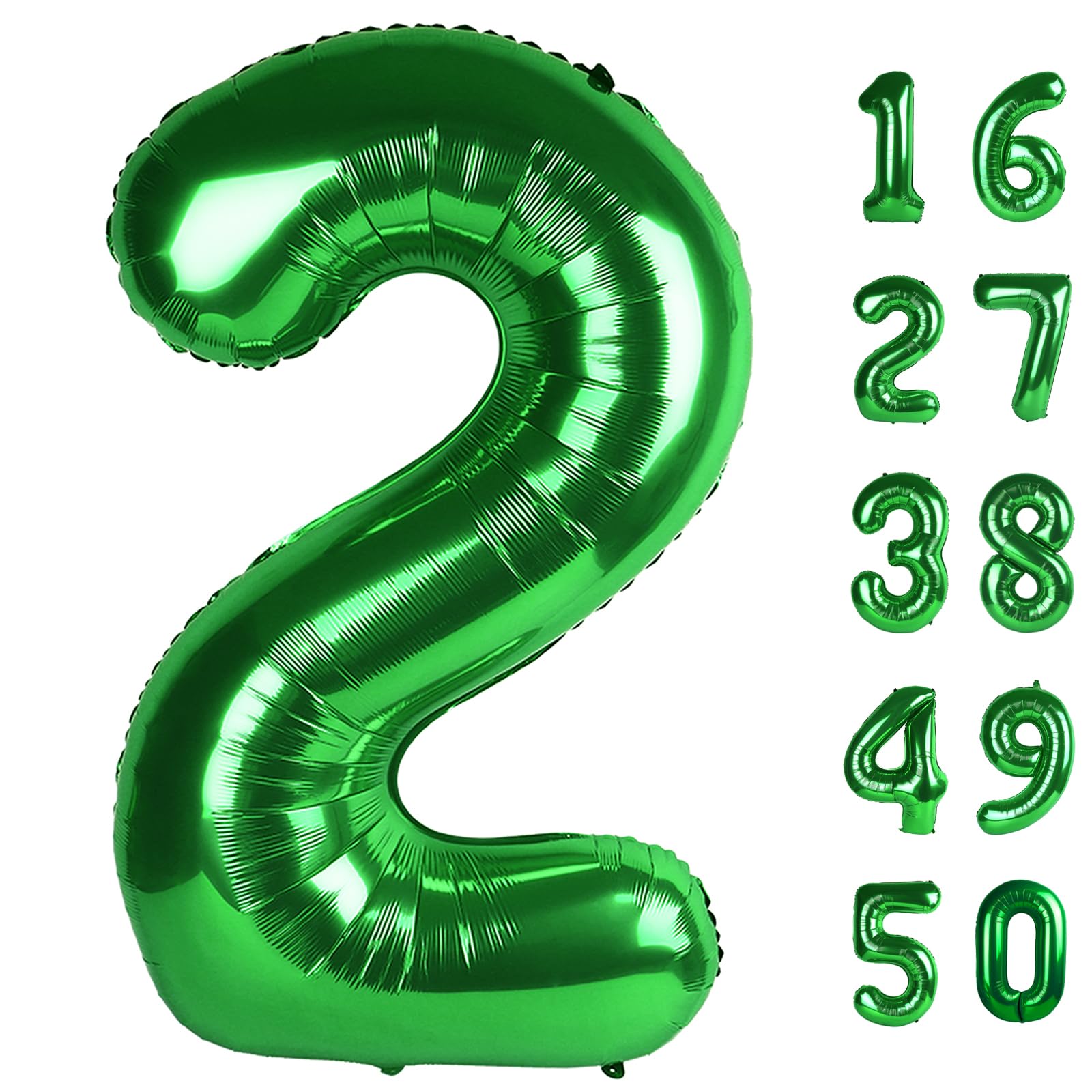 40 Inch Balloon 2 Number Balloons,Giant Number 2 Balloons Foil Mylar Helium Green Number Balloons for 12th 20th 21st Birthday Party Supplies