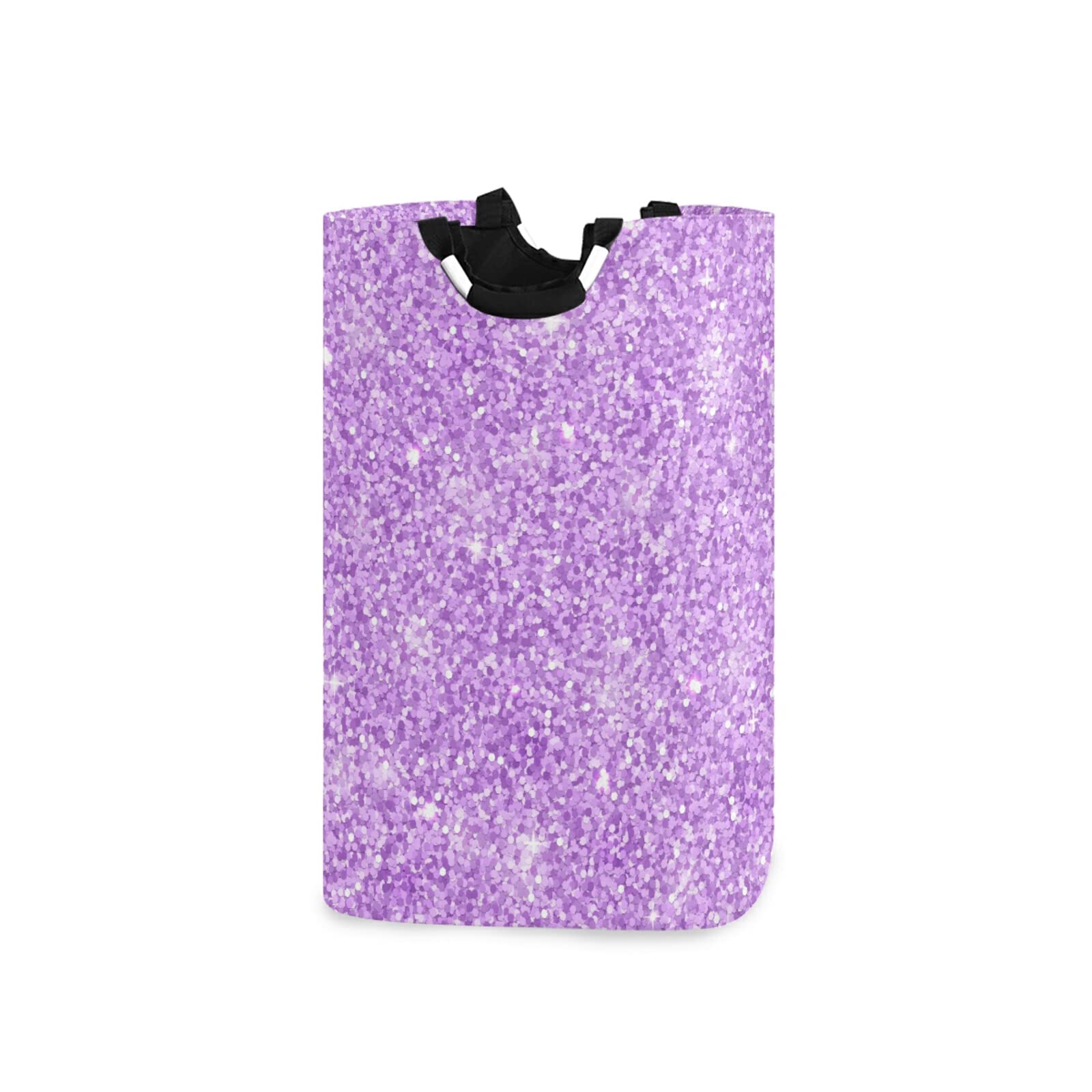 Lilac Glittering Laundry Basket Collapsible Large Clothes Hamper Nursery Storage Bin with Handle for Kids Room Bedroom Dorm Bathroom