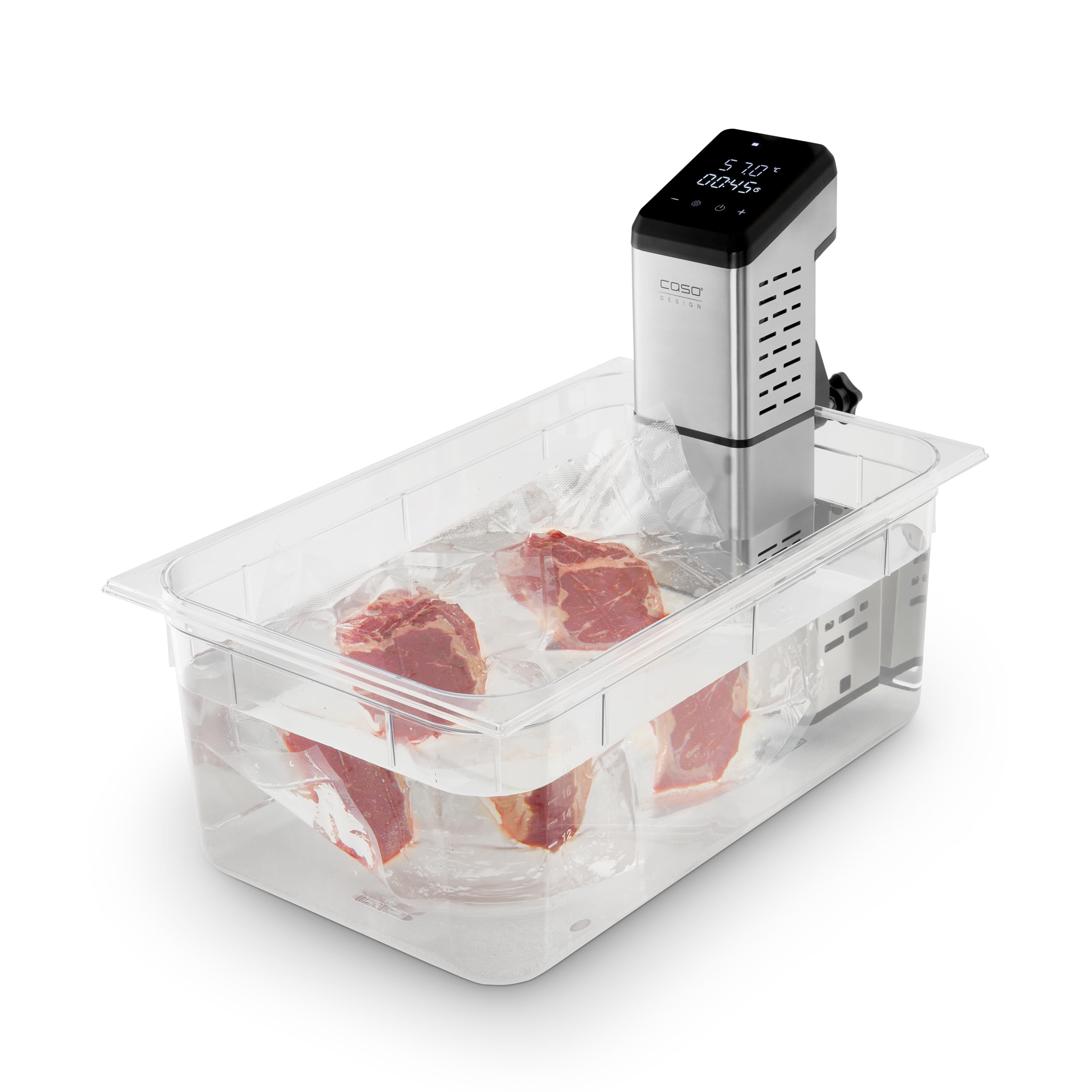 Caso SV 2000 Pro - Sous Vide Roner Cucina a Bassa Temperatura, Argento, Acciaio Inossidabile, 60 Litri, 2000W, 90°C, App Caso Control