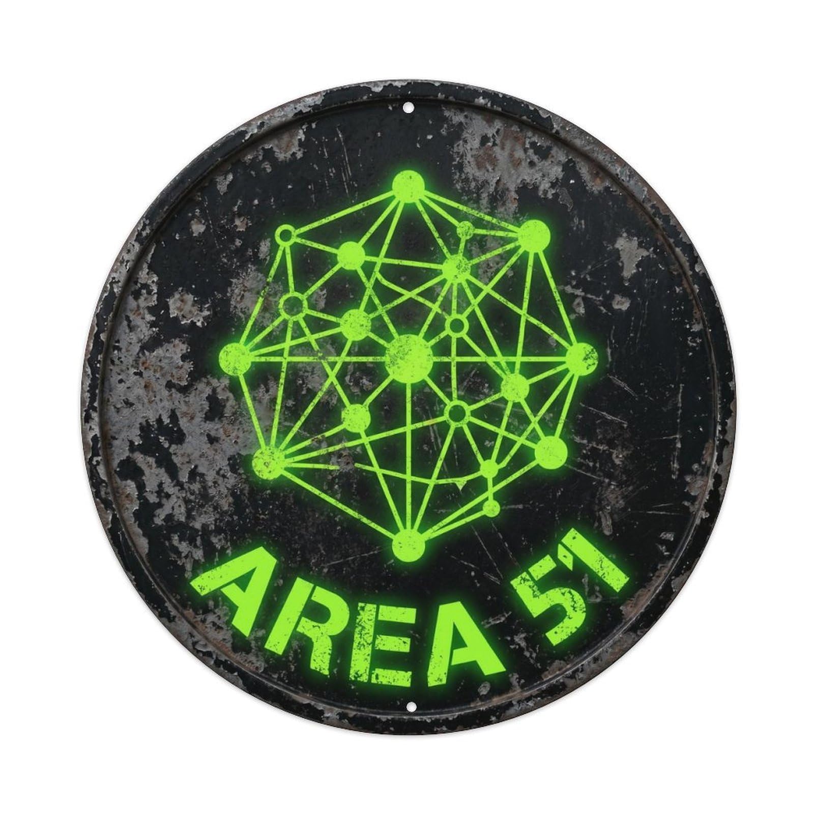 Cwbufd Vintage Style Alien Area 51 Alien Node Vintage Metal Tin Sign Plaque Wall Decor For Cafe, Club Bar, Office, Garden Metal Poster 8X8inch