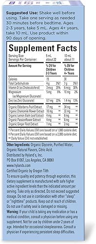 Miniatura 5 de Hyland's Líquido Orgánico para Dormir Tranquilo e Inmunidad sin Melatonina para Niños, Sin Azúcar con Magnesio, Vitamina D, Zinc y Saúco, Promueve