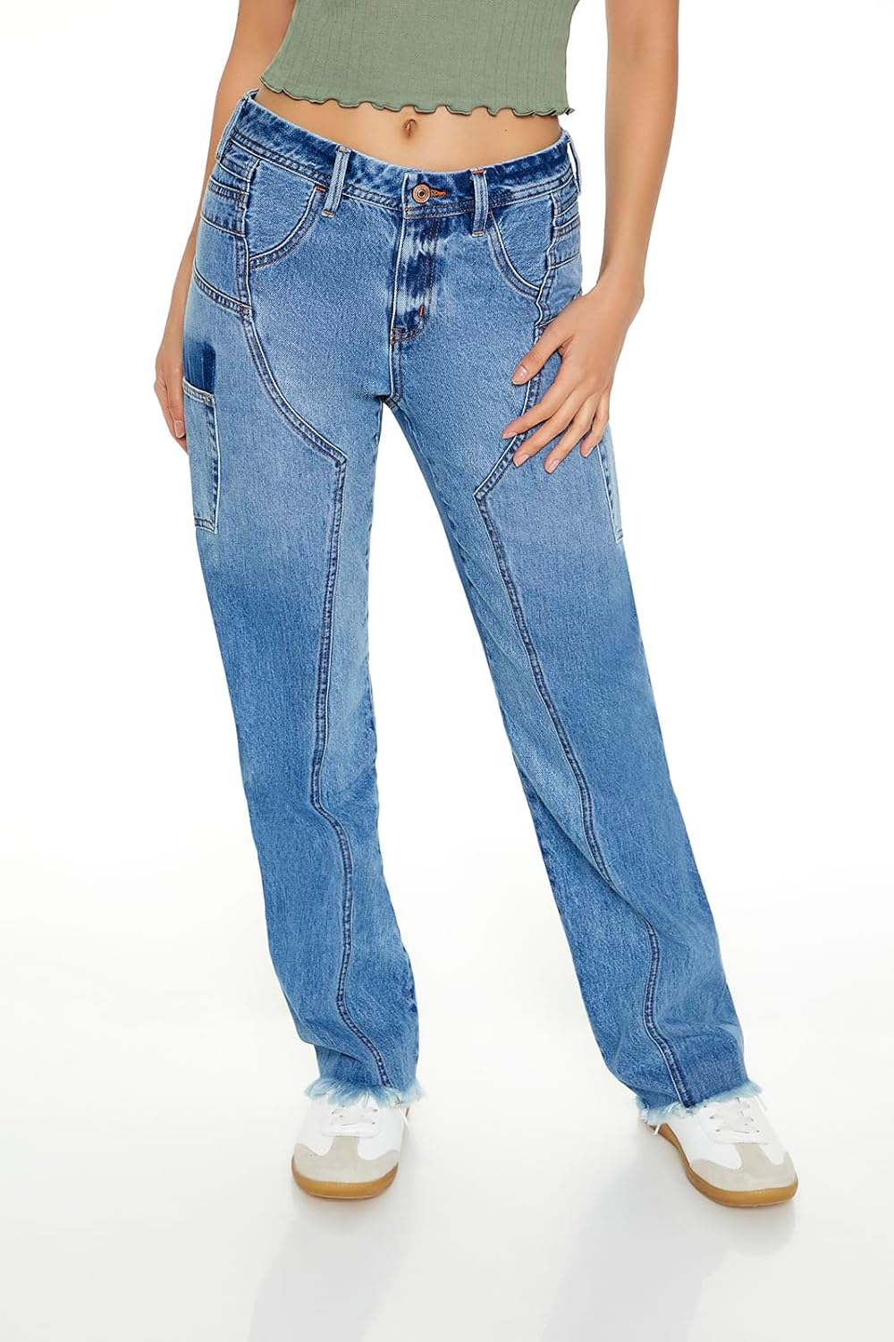 Forever 21 Womens Low-Rise Straight Cargo Jeans - Image 2
