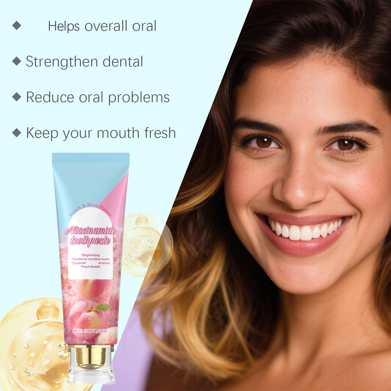 Dentifricio Sbiancante Alla Niacinamide Per Eliminare Le Macchie E Proteggere Lo Smalto Dentifricio Delicato Per Denti Sensibili, Cura Completa Dei Denti Contro Macchie Di Caffè E Tè (5 pezzi)