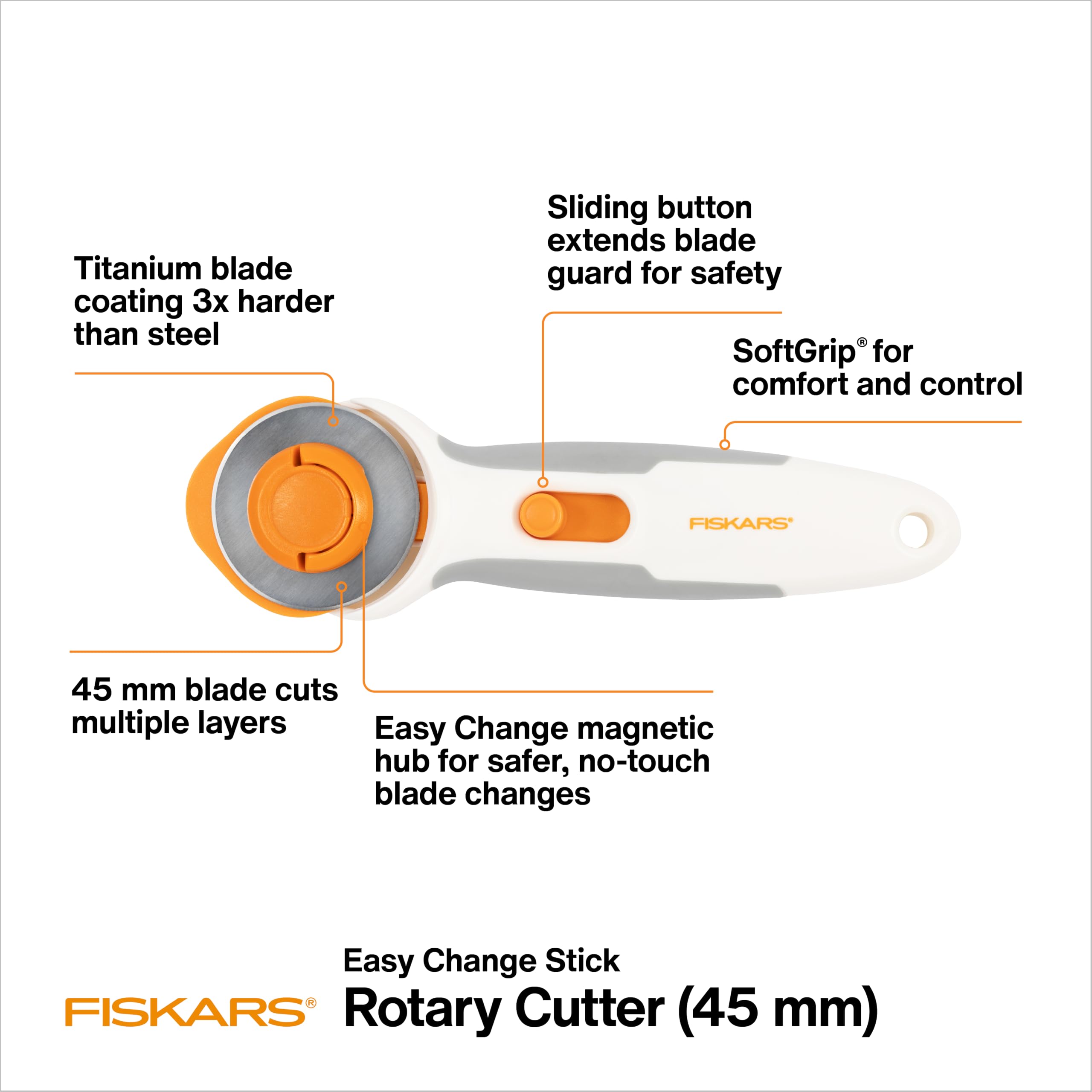Fiskars Easy Change Stick Rollschneider (45 mm) weiß