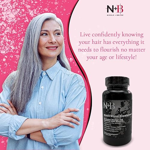 Miniatura 4 de Nicole + Brizee N+B Vitaminas para el crecimiento del cabello, con biotina, vitamina C, zinc y vitamina B12, fórmula para el cuidado del cabello a