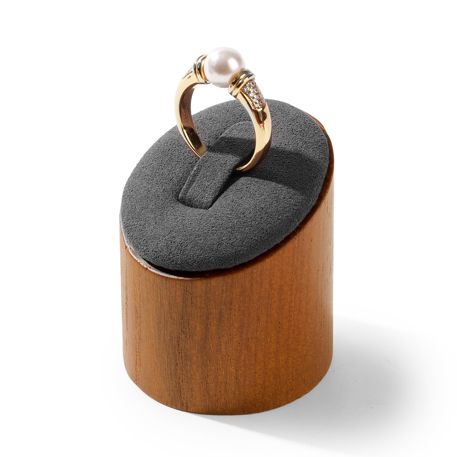 Oirlv Supporto Per Anelli e Gioielli in Legno Massiccio, 3 Pezzi, Display per Contatore Gioielli (Grigio Scuro)