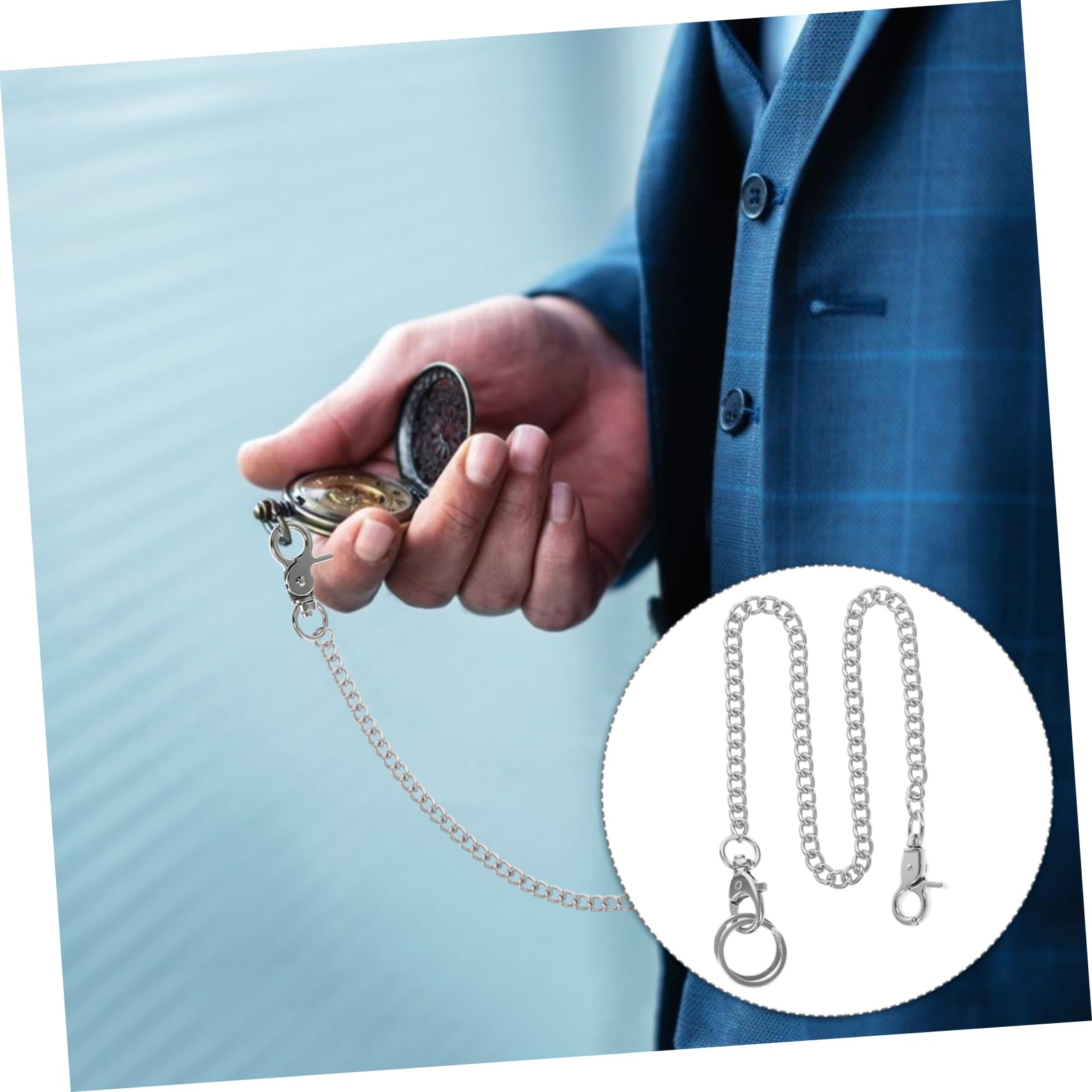 PACKOVE Electroplated Metal Pocket Watch Chain Sturdy Hanging Chain for Men's Fashion Accessory