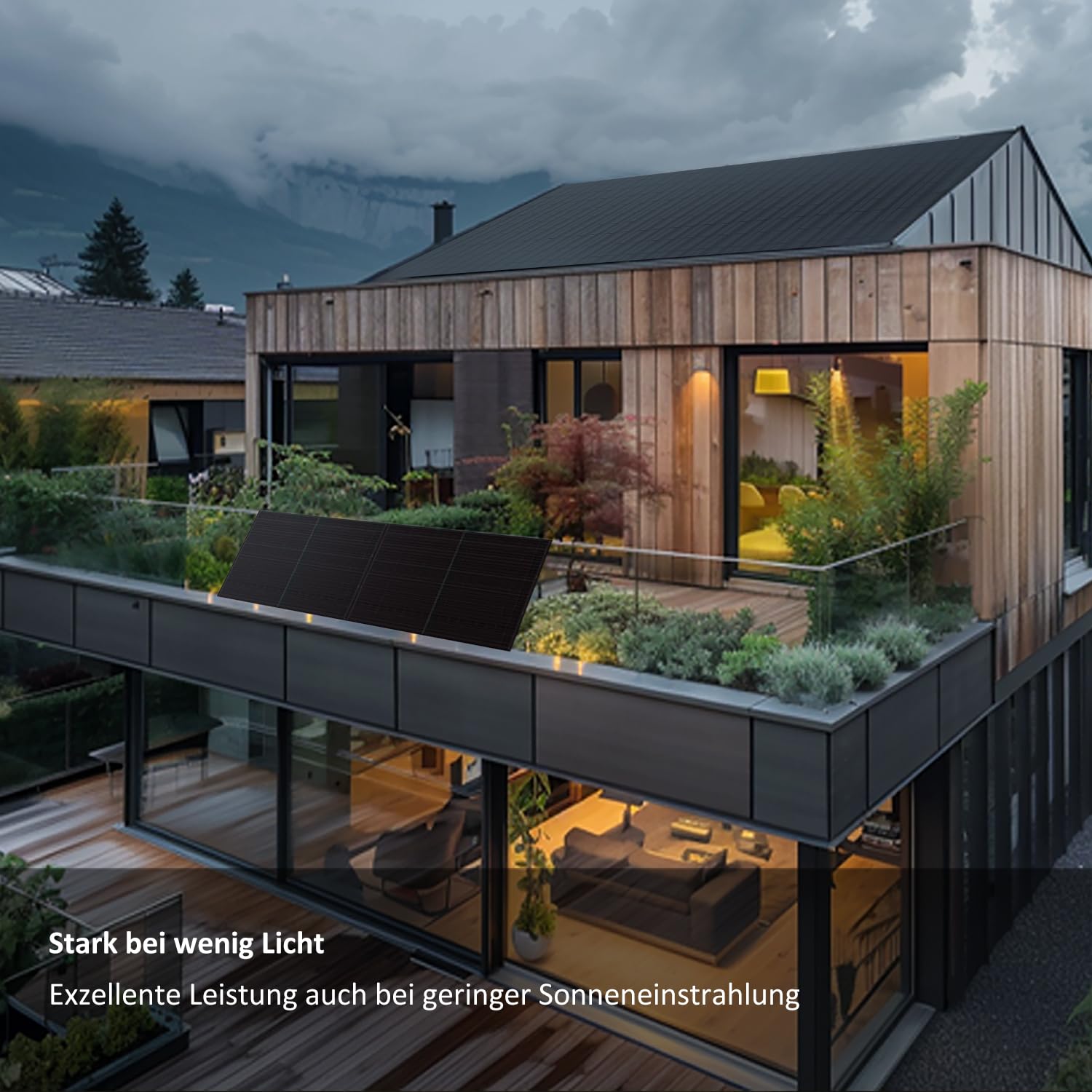 Haier 840 W Balkonkraftwerk inkl. sturmsicherer Balkon-Halterung, 600 W / 800 W Stecker-Solaranlage mit 2x 420 W Modulen und Wechselrichter, 5 m Kabel, WiFi