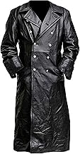 SKY-SELLER German Classic Officer WW2 Military Uniform Black Leather Trench Coat