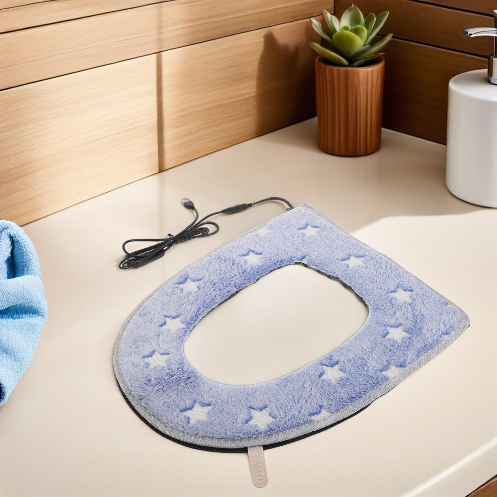 VANZACK Funda Asiento Calefactable USB para Inodoro Cojín Calefactor Inteligente Temperatura para Invierno Lavable