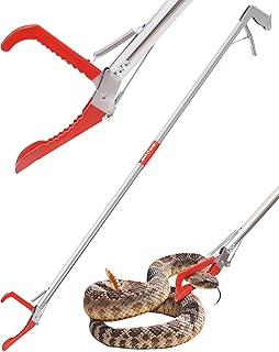 47" Snake Grabber Tool, Collapsible Snake Catcher Tongs, Professional Reptile Grabber Rattle Wide Jaw Handling Tool with Lock for Rattlesnake