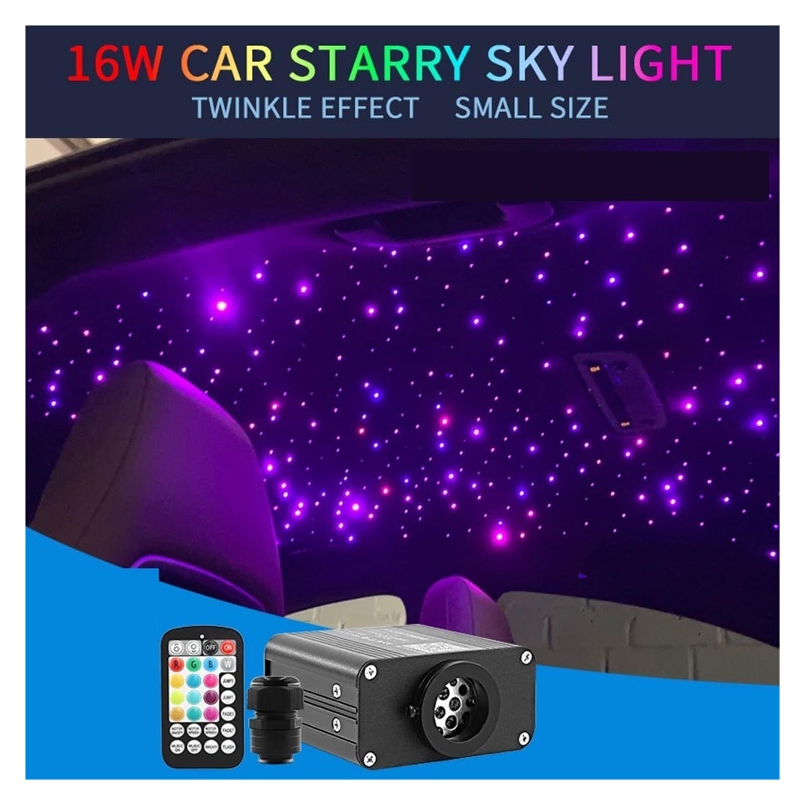 Oświetlenie wnętrza samochodu LED, 16W Twinkle Starry Sky samochód gwiazda sufitowa lampa, światło światłowodowe Led gwiazda dach wnętrze nastrojowe oświetlenie samochód Home Decor Światła nastrojowe