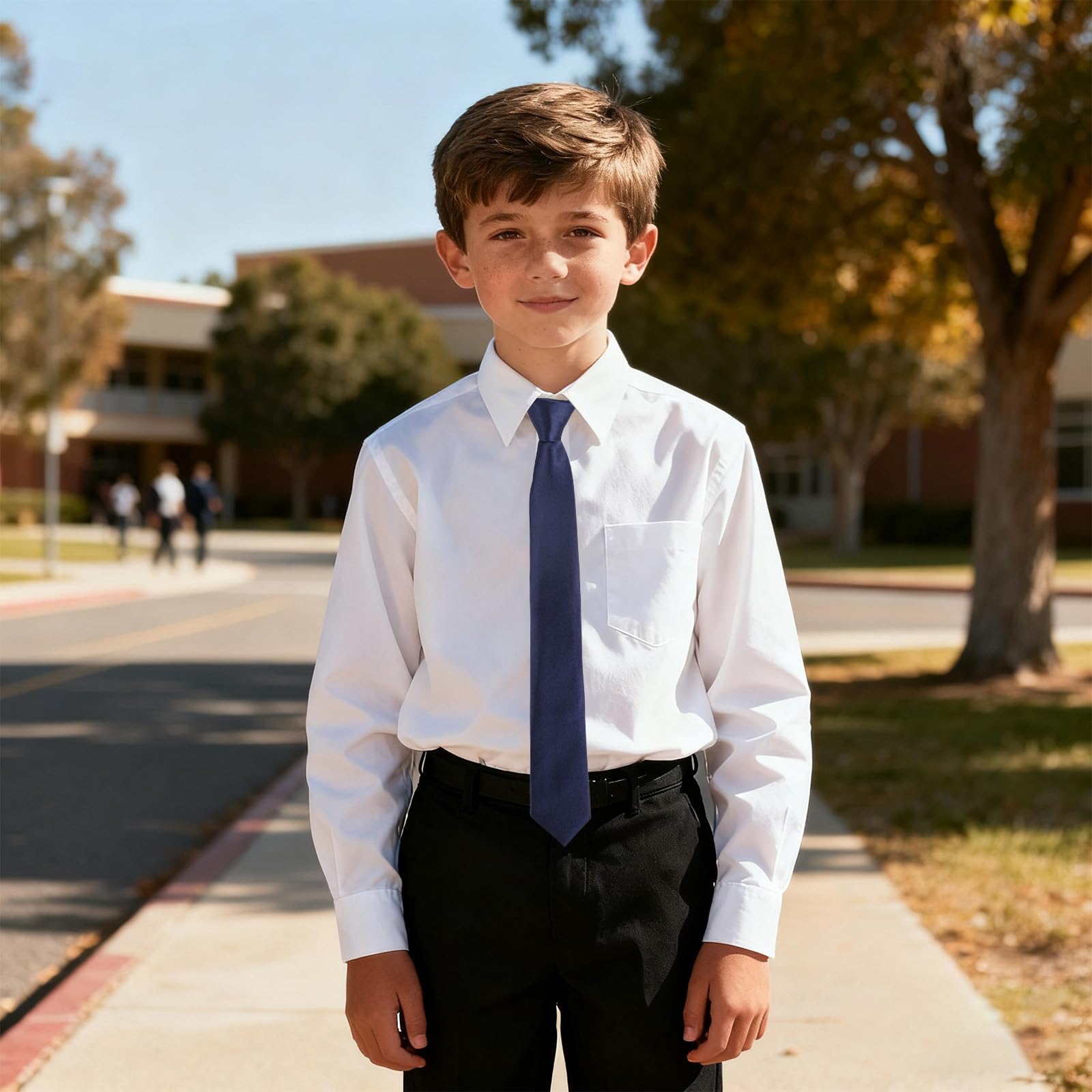 Corbata Niño, 38 x 5 cm Cómoda Tela de Seda con Clip para el Cuello Ideal para Cumpleaños Escuela Graduación