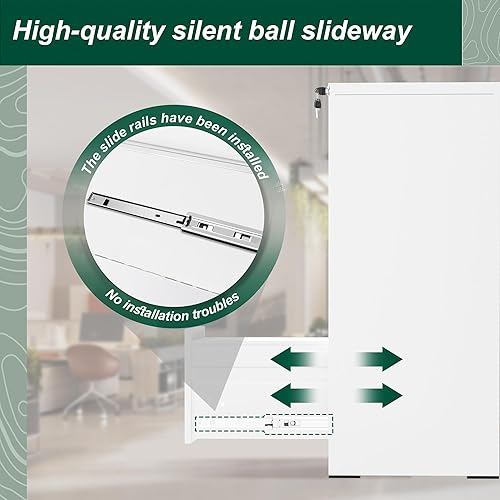 Miniatura 4 de Superday Archivadores de 3 cajones, archivador vertical de 18 pulgadas de profundidad con cerradura, archivador de bloqueo para oficina en casa