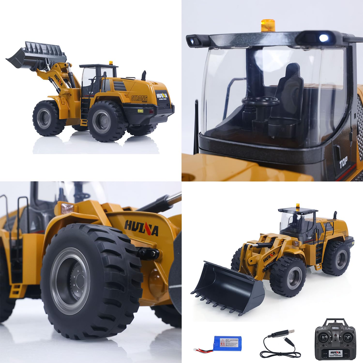 1/14 HUINA Giocattoli 2.4G 10CH Radio Controlled Loader 1583 Sistema di Sollevamento Elettrico Luci Suono RC Costruzione Veicoli Assemblati