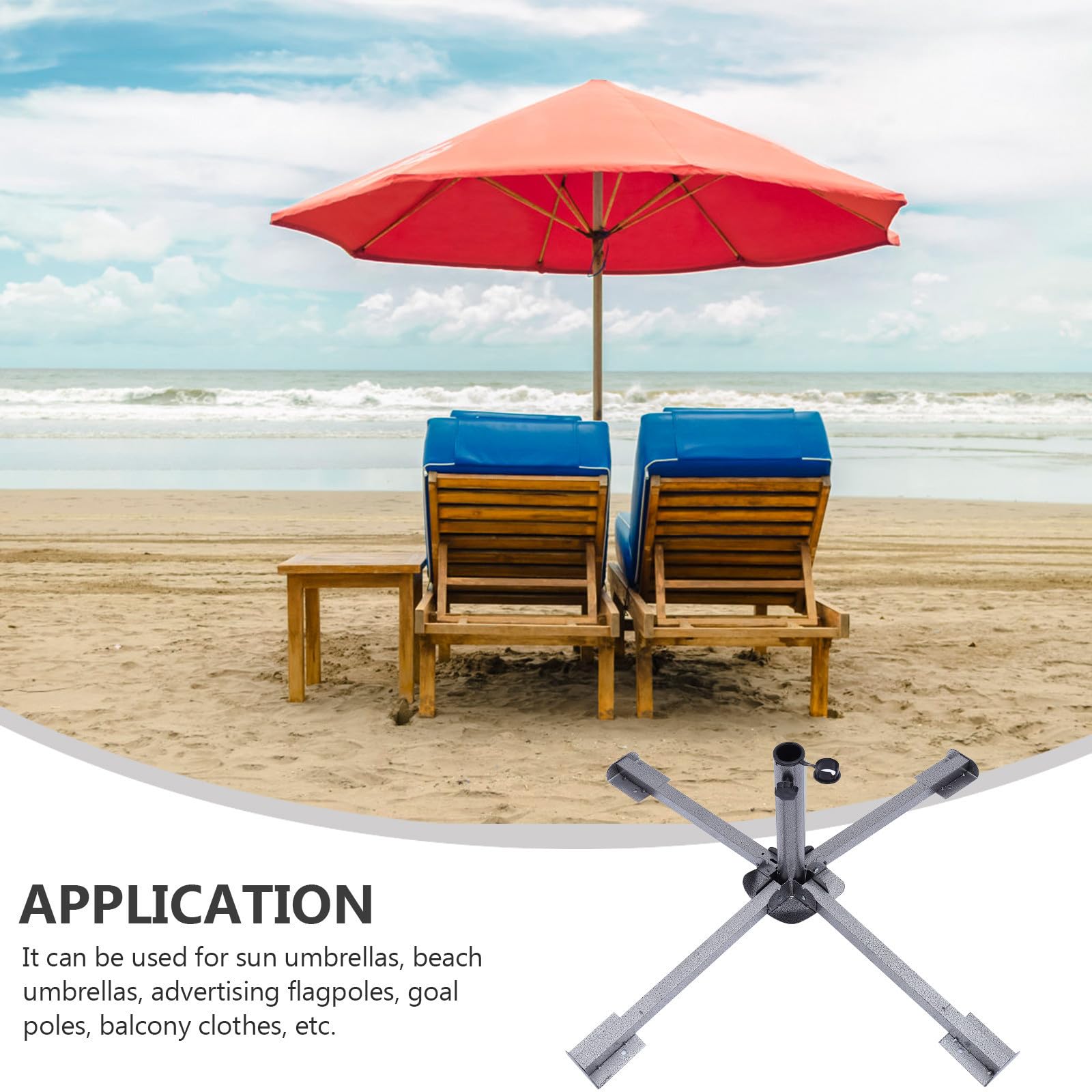 TOYANDONA Pied de Parasol Lourd en Fer Pliant pour Parasol Extérieur, Base Stable pour Plage et Jardin, Compatible Sandales Femme