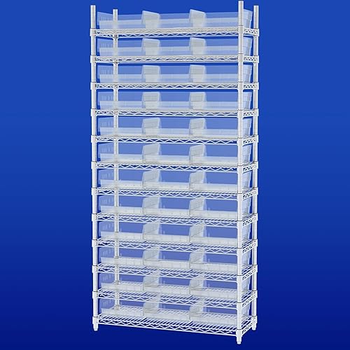 Vista 24 de Akro-Mils 30170 - Caja de plástico para estantes anidados, (12 x 11 x 4 pulgadas), color rojo, (paquete de 12)