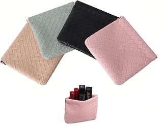 4 Pcs PU Coin Purse Cute Clasp Closure Change Pouch Wallet Card Holder Weaving Change Organizer Jewelry Pouch Mini Coin Bag for Adults Women