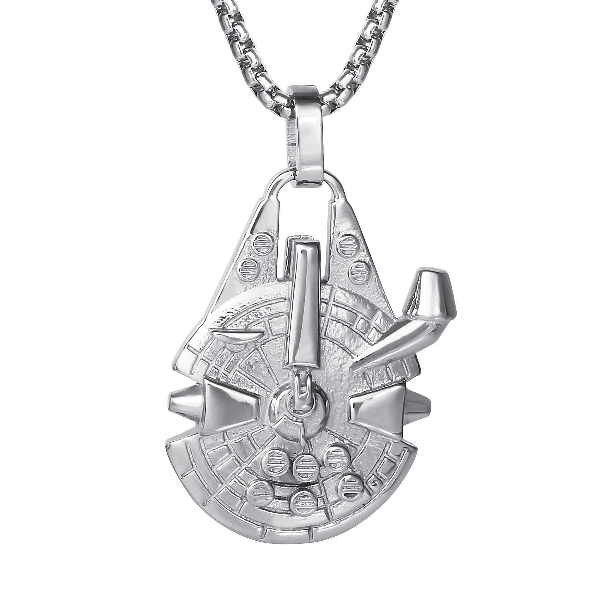 STAR WARSDisney Star Wars Millennium Falcon Pendant, Stainless Steel, 22" Box Chain