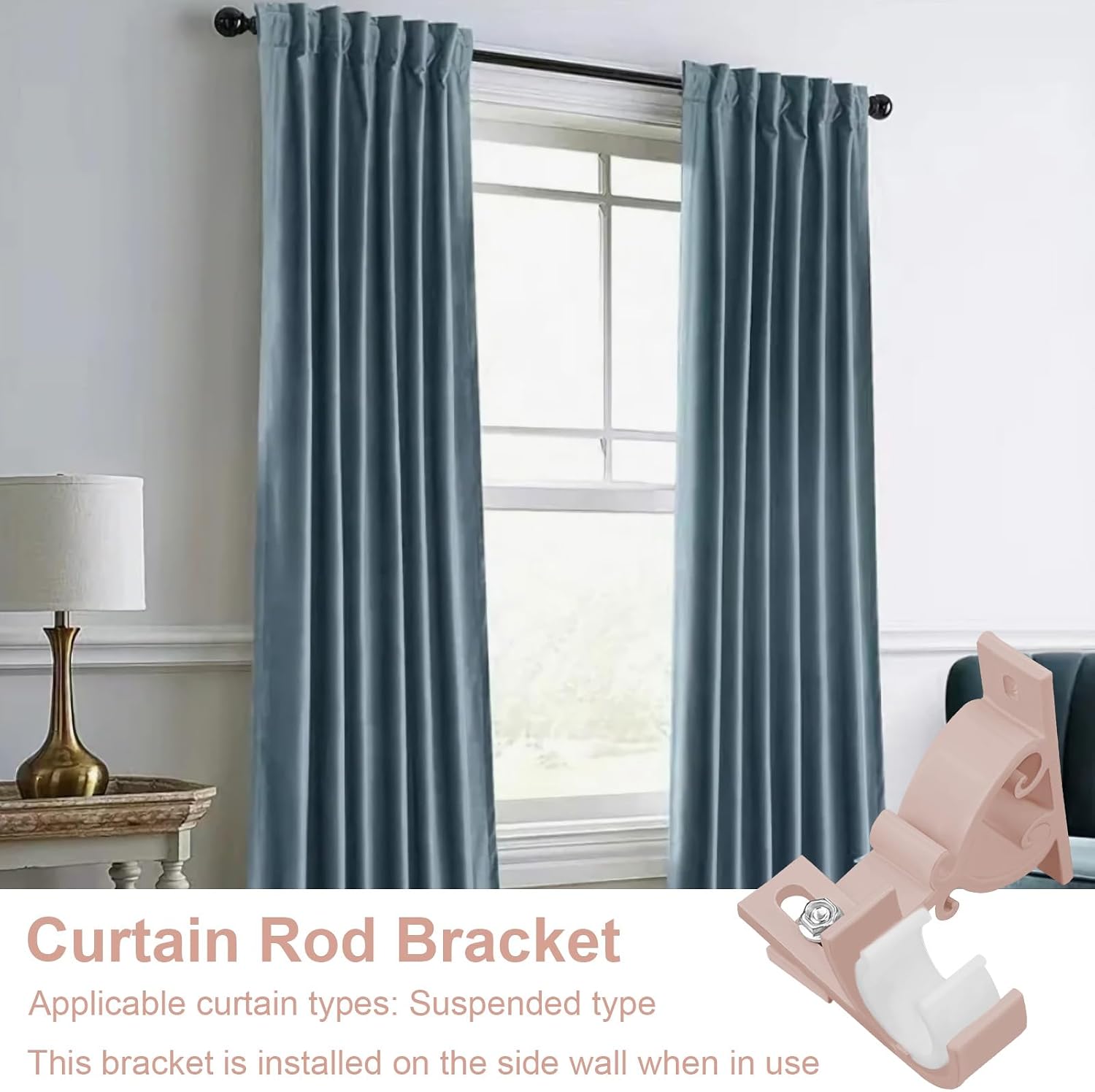 Upgrade Adjustable Curtain Rod Hooks for Wall Bracket Hangers Windows Curtains rods Brackets Support Hanger Hook Holders for 1 Inch Rod (Rose Gold, 6 Pack)