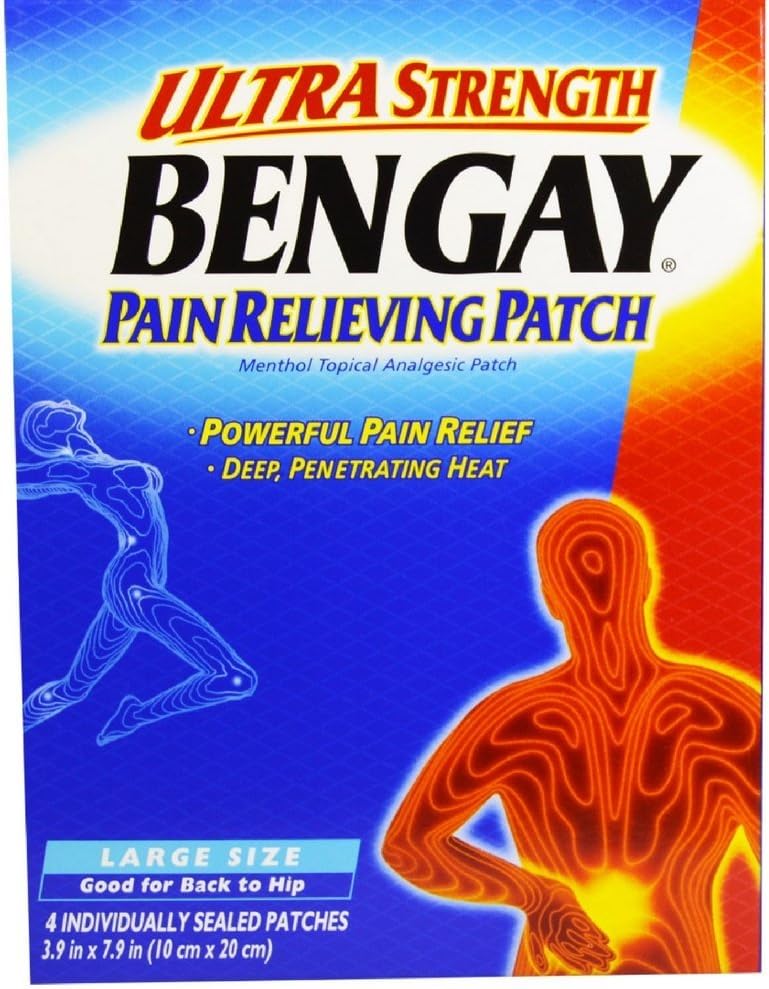Ultra Strength Pain Relieving Patches Large Size 4 Each (Pack of 12)
