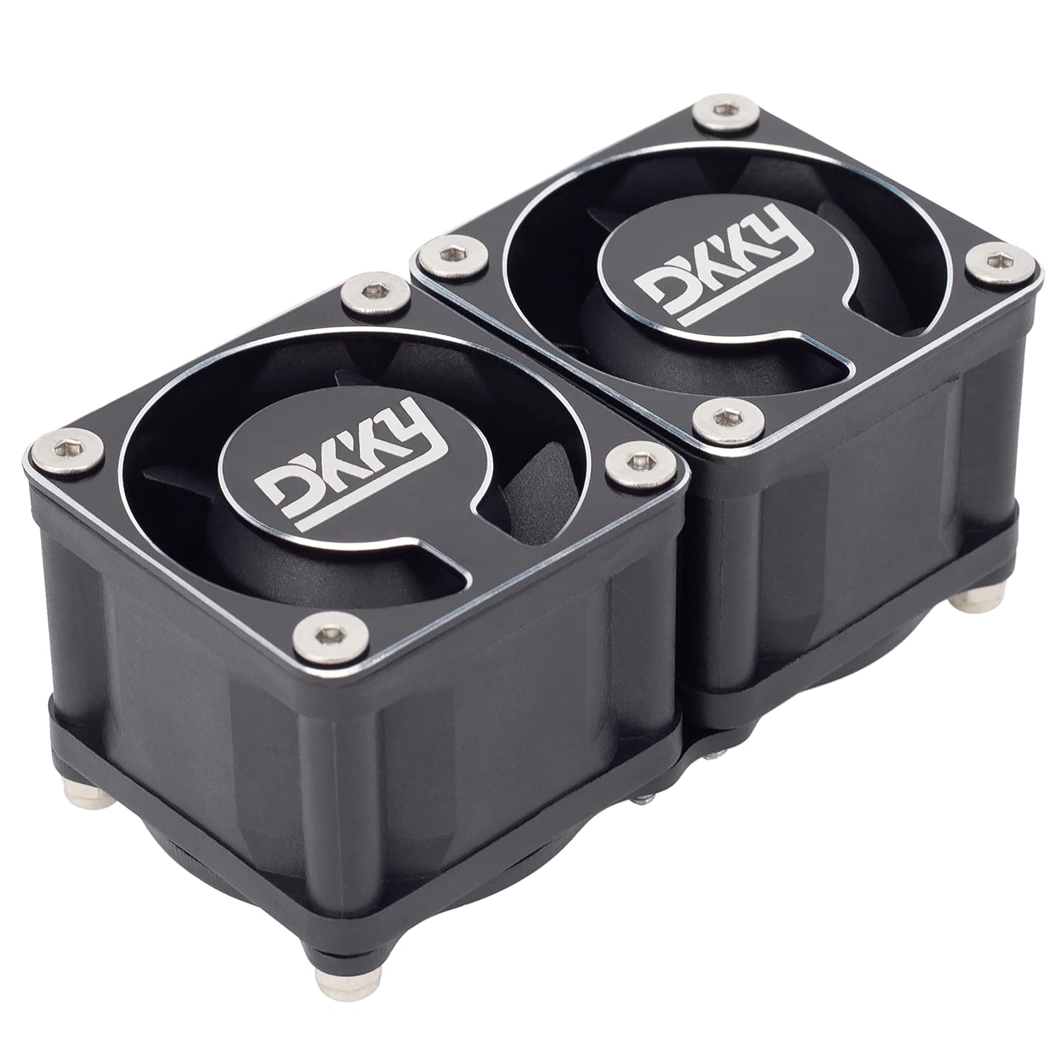 DKKY RC Motor Cooling Fan Heatsink 2Pcs DIY Kit for TRX4 ARRMA Axial 1/10 1/8 1/5 RC Model Car Upgrade Parts (Black)