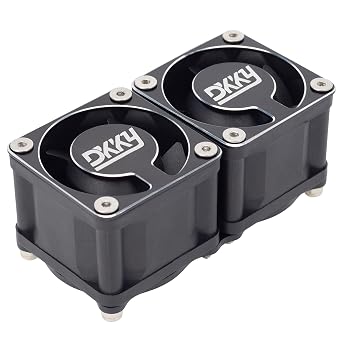 DKKY RC Motor Cooling Fan Heatsink 2Pcs DIY Kit for TRX4 ARRMA Axial 1/10 1/8 1/5 RC Model Car Upgrade Parts (Black)