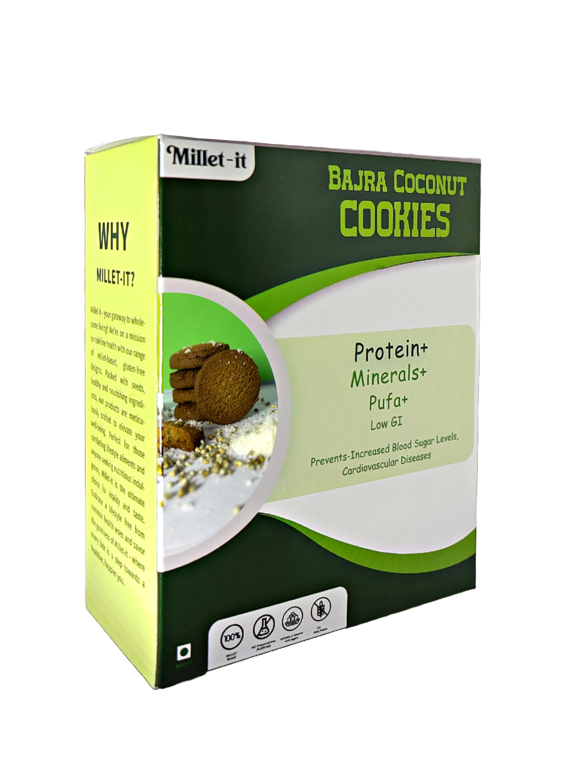 Millet-it Bajra Coconut Cookies|Gluten Free Cookies|Millet jaggery Cookies|Sugarfree|Protien rich|Mineral rich|Kids & Adult 200gm (B0D2TYX9GV) Amazon Price History, Amazon Price Tracker