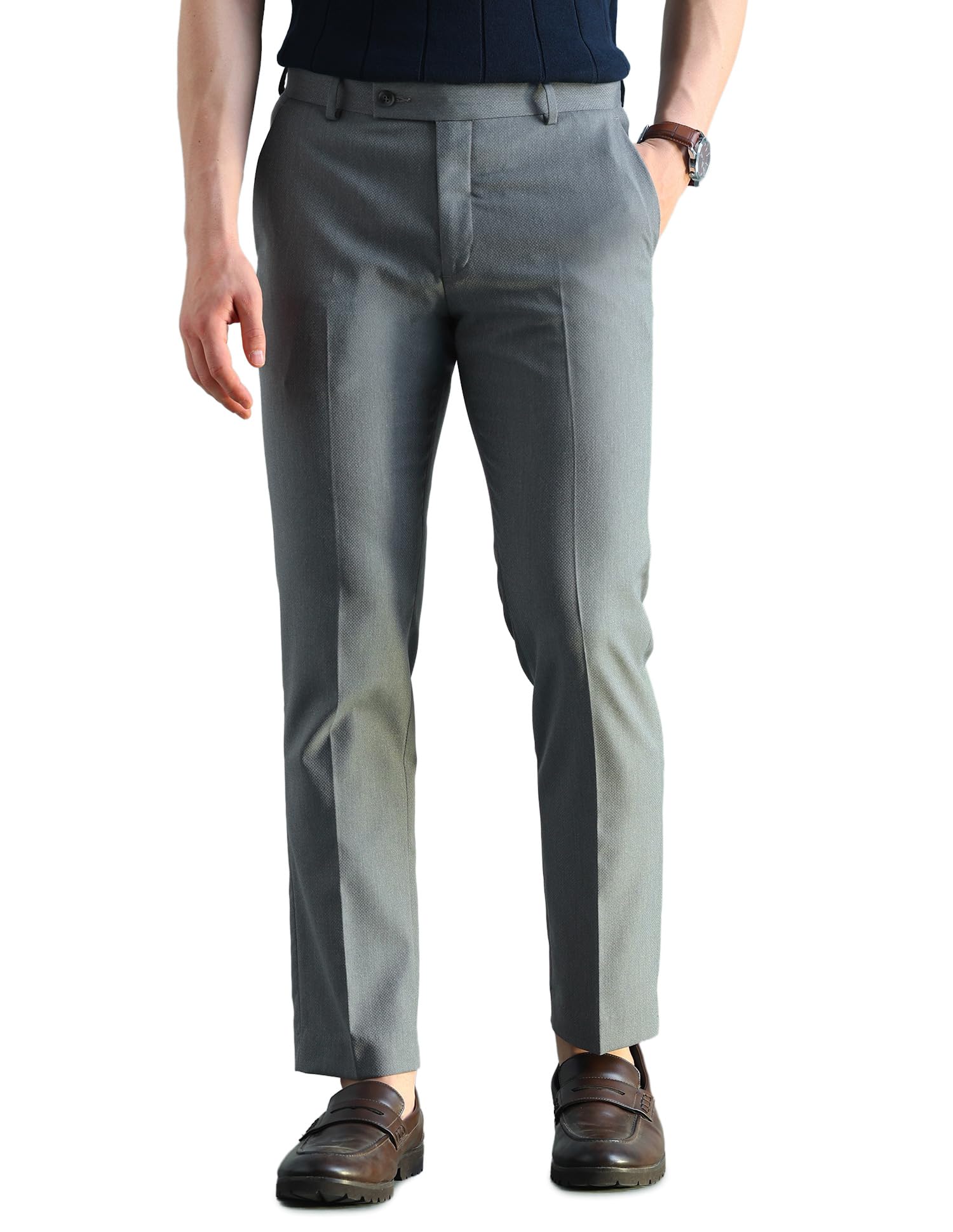 arrow Men's Textured Tapered Fit Trousers-picture-11