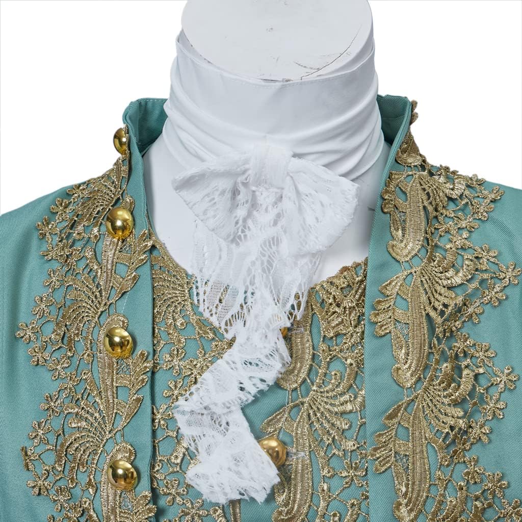 Men's 18th Century Rococo Costume 1700s Baroque Frock Coat Waistcoat Pants Set Halloween Prince Outfit