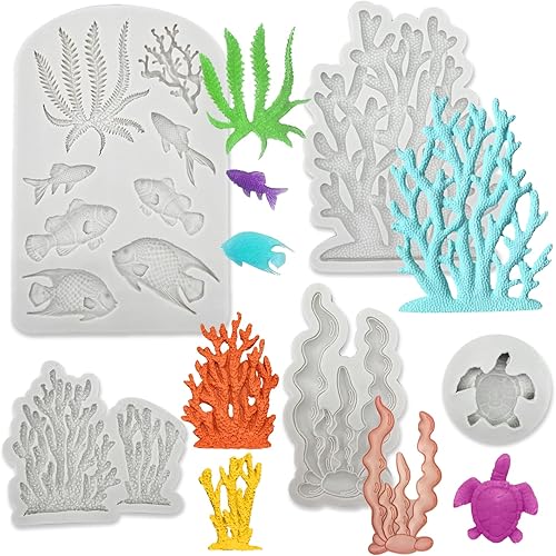 Miniatura 11 de 4 PCS Moldes de Silicona para Fondant con Temática Marina Caracola Concha Estrella de Mar Moldes para Hornear para Decoración de Pasteles DIY