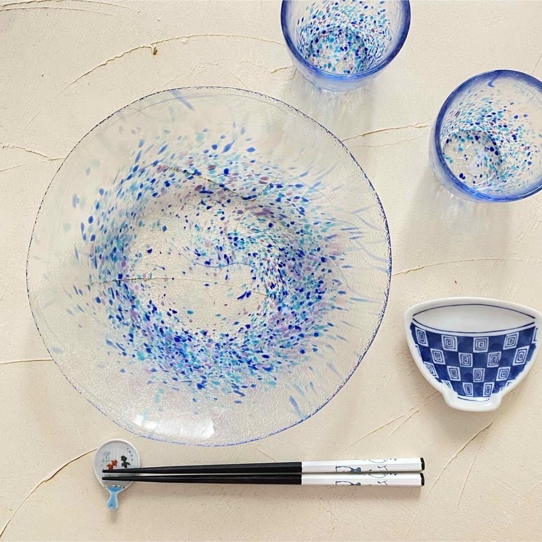 Amazon | いろしずく そうめん皿 ガラス大皿 ラスト1点 | ノーブランド