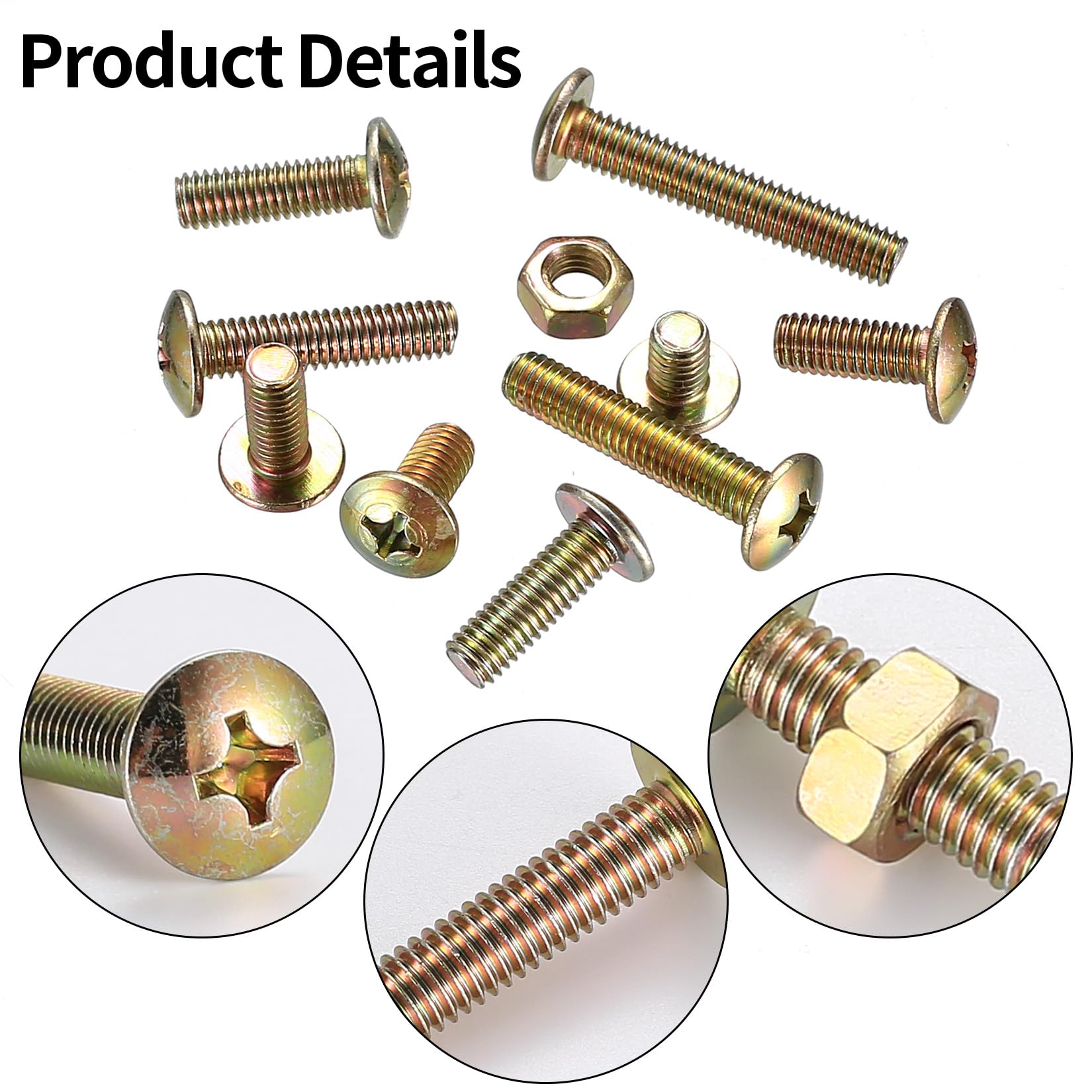 190 Pcs M6 Bolts and Nuts Set, Cross Pan Head Nuts and Bolts Set, Round Head Phillips Screws and, Assorted Machine Screws with Assortment for Home Office Industrial - Image 3