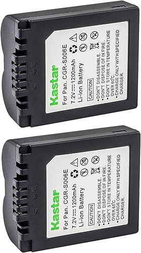 Miniatura 1 de Kastar Paquete de 2 baterías de repuesto CGA-S006 para Panasonic CGA-S006, CGA-S006e, CGR-S006, CGR-S006e, DMW-BMA7, cargador Panasonic DE-A44,