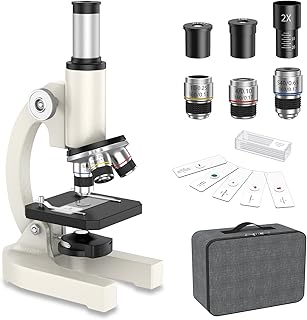 HUTACT Mikroskop für Kinder Erwachsene Anfänger: 40-2000X Compound Biologie Mikroskop mit Slide Kit und Aufbewahrungskoffer - für Science Explore Education