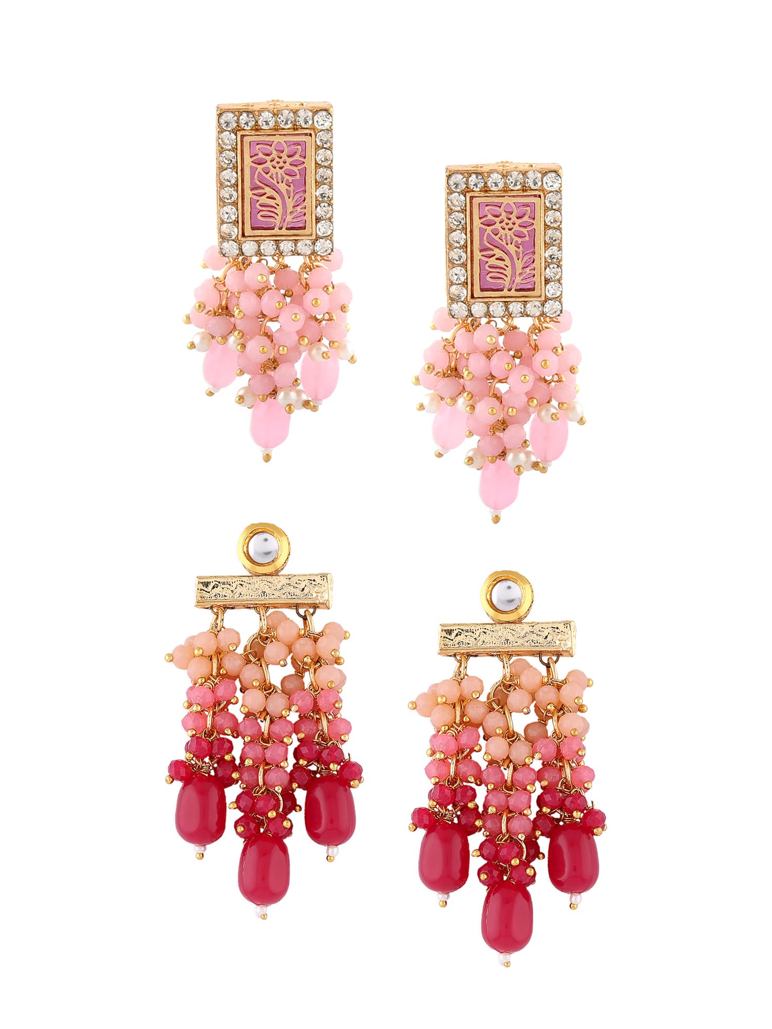 See full amazon price history chart for Zaveri Pearls Set of 2 Pink Clustered Beads Traditional Drop Earrings For Women-ZPFK17989 Zaveri Pearls Set of 2 Pink Clustered Beads Traditional Drop Earrings For Women-ZPFK17989 (B0D1119VPH) Amazon Price History, Amazon Price Tracker
