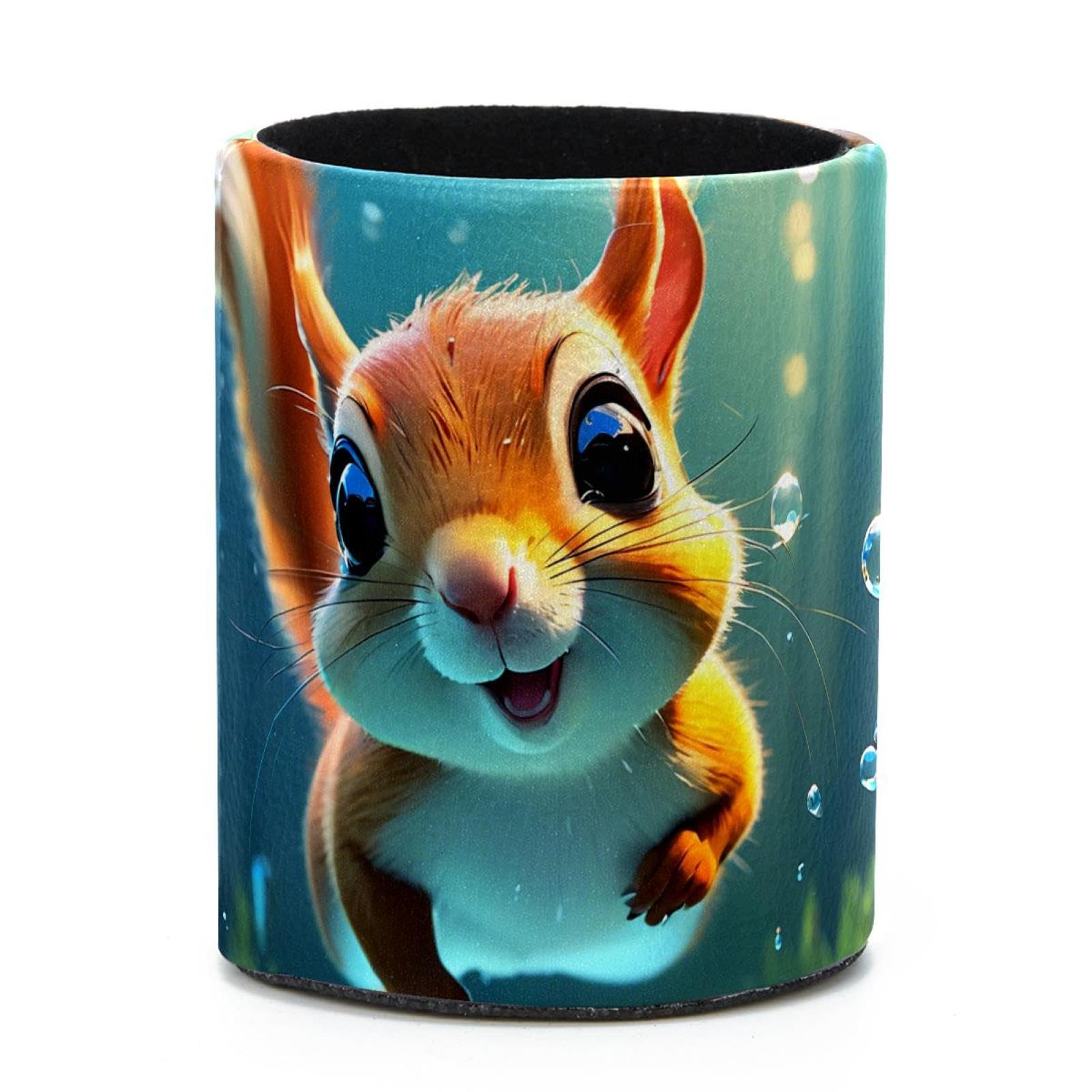 VAPOKF Round Pencil Holders for Desk, Lovely Squirrel Swims Underwater Pen Holders Pen Pot Makeup Brushes Storage Desktop Stationery Supplies Organiser for Home Office