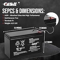 Vista 18 de Casil CA1280 12V 8Ah SLA/AGM Sealed Lead Acid Maintenance-Free Battery – F2 Terminals