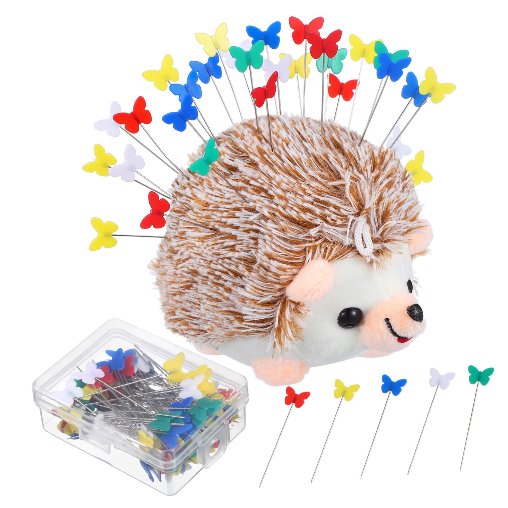 ERINGOGO 100 Pcs Butterfly Head Straight Pins for Crafts Colorful Flat Pins Cushion