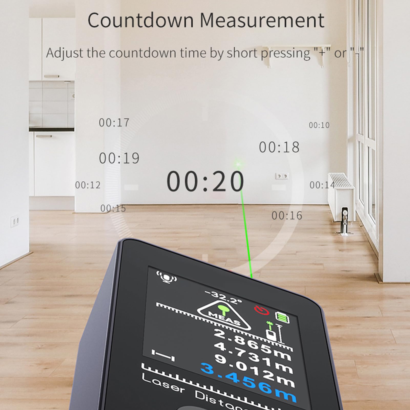 Marhynchus strumento di misura per distanza con fascio verde 60m, display HD 2,0 pollici, precisione, per architetti e professionisti
