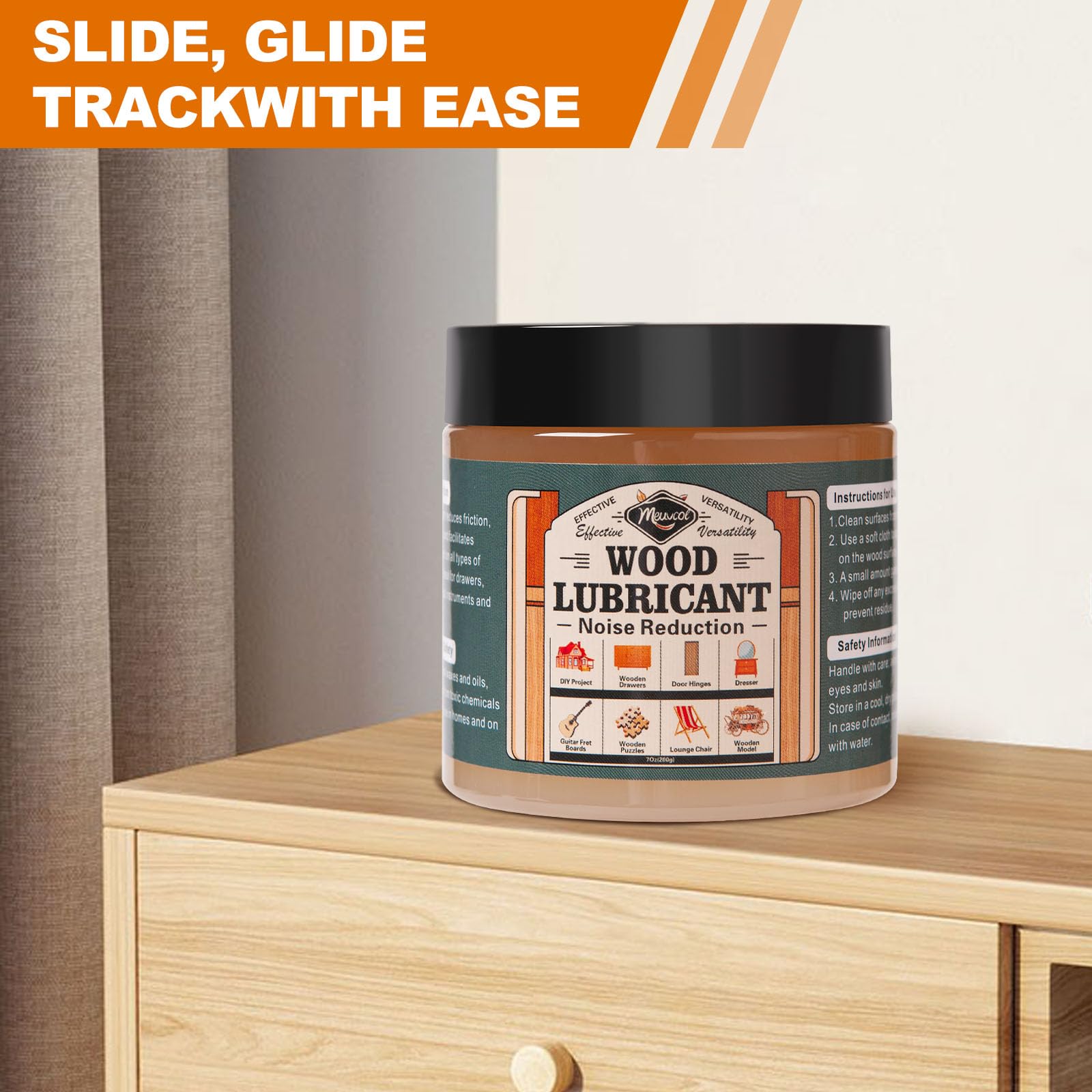 Holzschmiermittel für Heimprojekte, 200 ml, Mehrzweck-Pastenwachs für Holz, Schubladen- und Türscharnierschmiermittel, Kommode, Schrank, Gitarre, Puzzle, Stuhlschmiermittel – beseitigt Anhaften und