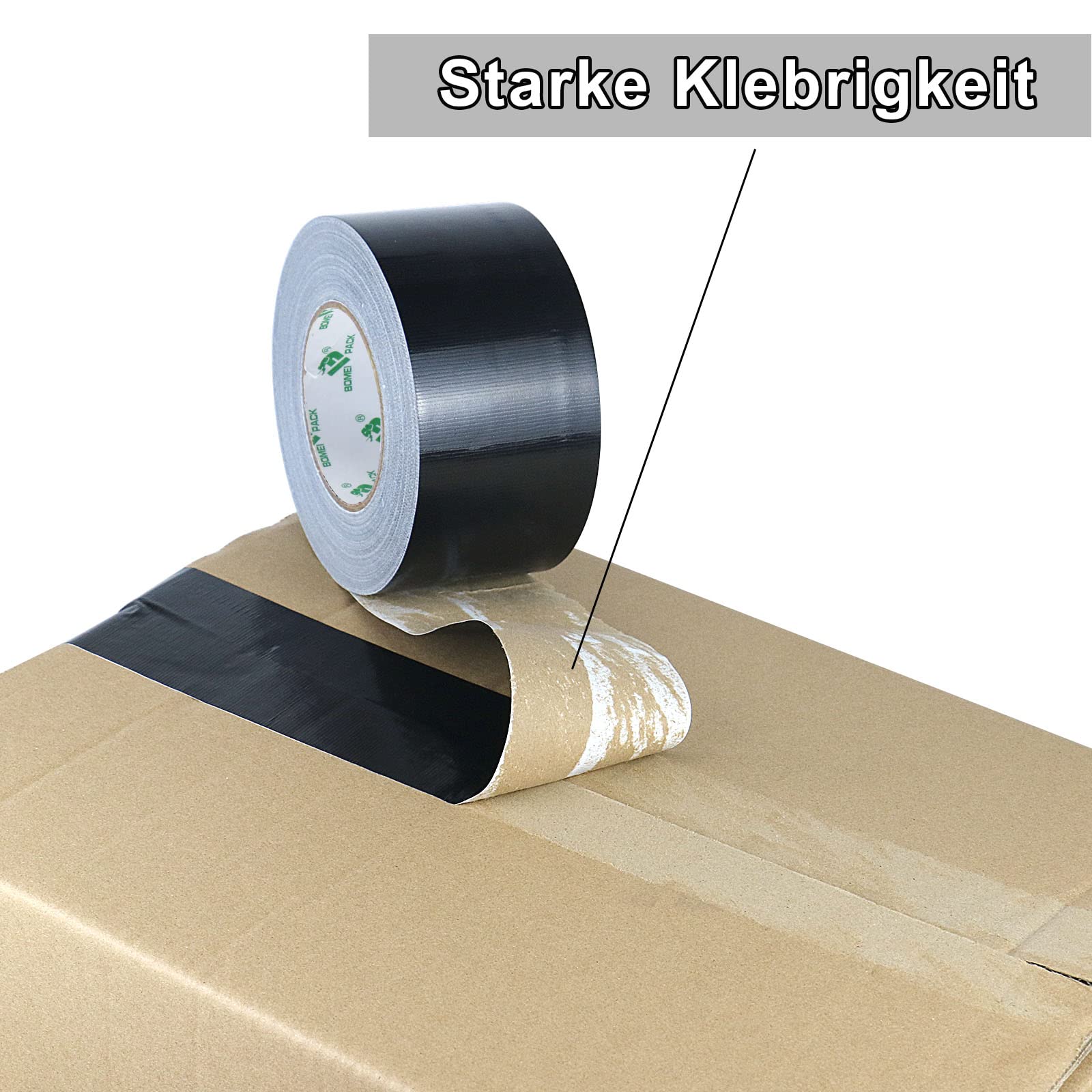 BOMEI PACK Cinta adhesiva americana 75mm x 50 m, negro cinta impermeable de tela de para reparaciones, bricolaje, manualidades, uso en interiores y exteriores