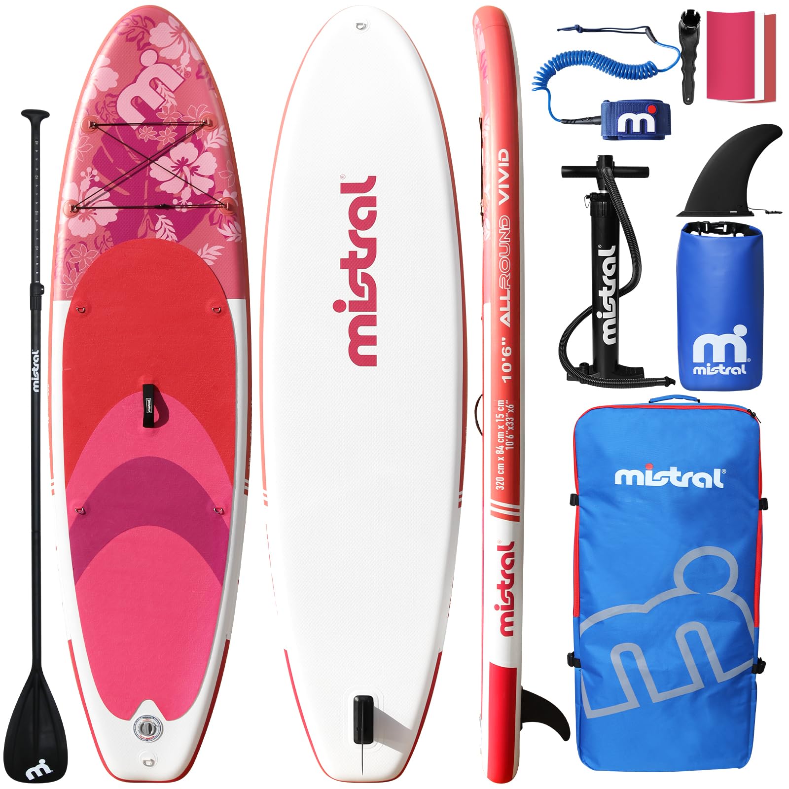 Mistral Inflatable Stand Up Paddle Board, 10'6''x33''x 6'' Inflatable SUP All Around Board, Lightweight iSUP, Stable, Beginner Paddle Board with SUP Accessories, Anti-Slip EVA Deck for Adults & Youth