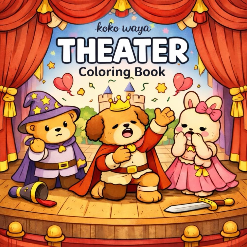 theater coloring book: Creative stage adventures with adorable characters exploring dramatic scenes and relaxing artistic expression