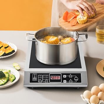 2000W Electric Induction Cooker with Digital Sensor, Commercial Induction Cooktop with 8 Temp Levels, 4.1ft Countertop induction Burner, Auto-Shut-Off