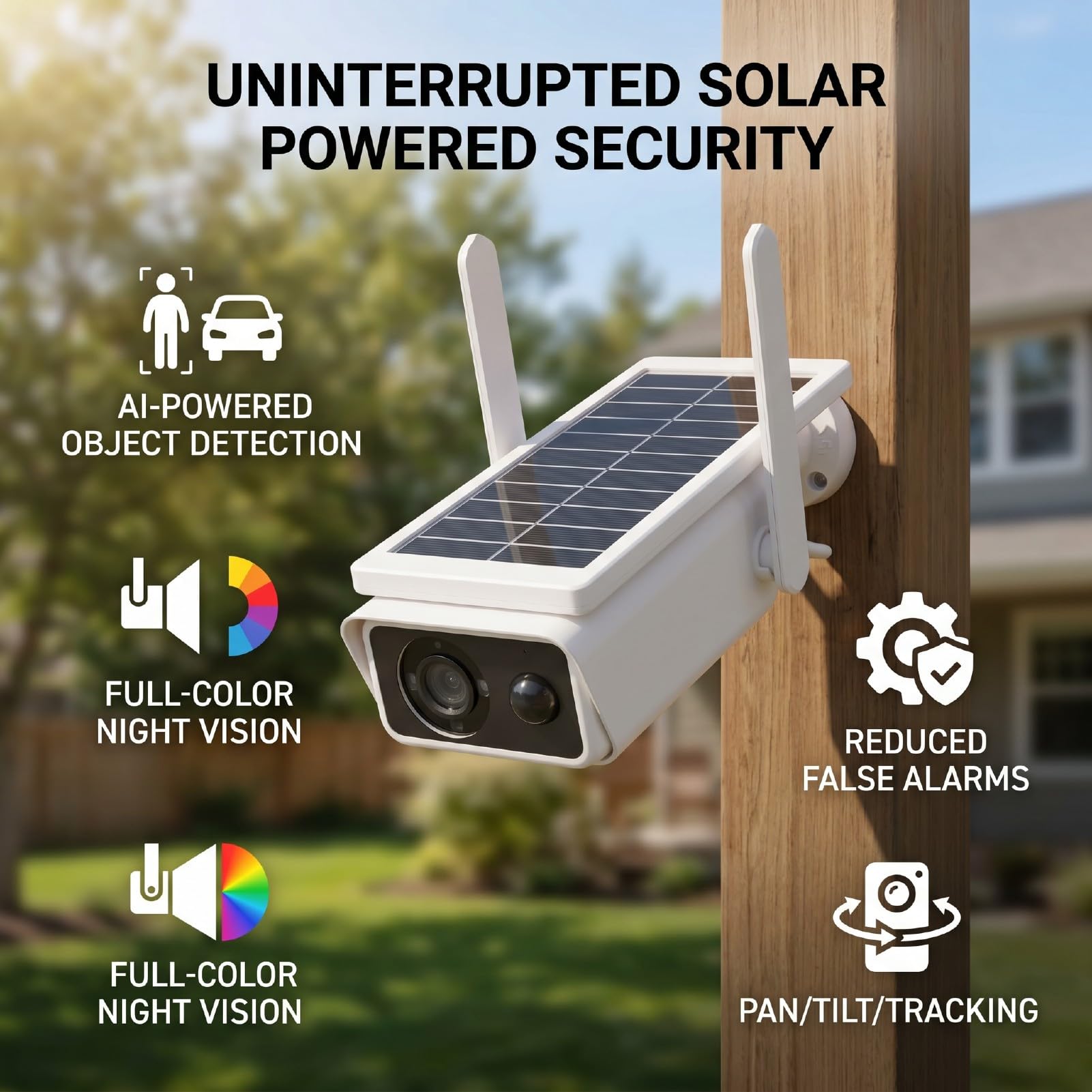 2K-Solar-Überwachungskameras, Kabellos für den Außenbereich, Aufzeichnung Rund um die Uhr, 360°-Ansicht, Schwenk-/Neigefunktion, Vollfarb-Nachtsicht mit Spotlight