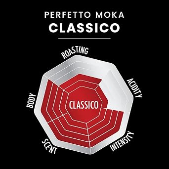 Bialetti Perfetto Moka Classico Ground Coffee 8.8 oz Pack of 6, Medium Roast Intensity 7 - 50% Arabica and 50% Robusta Italian Espresso with Floral & Dried Fruit Notes, Smooth Mellow Flavor, Compatible with Moka Pots